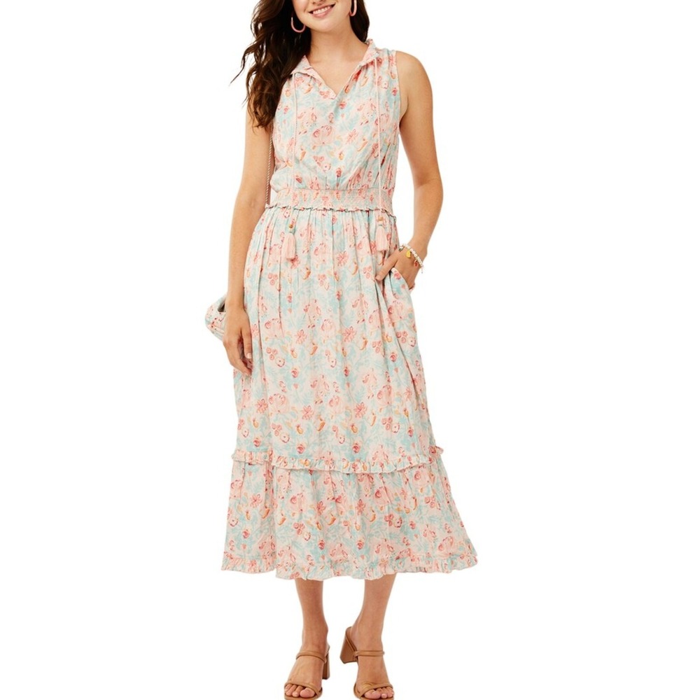 Roller Rabbit Amandine Frida Pink Cotton Dress Medium Feminine Cottagecore NWT